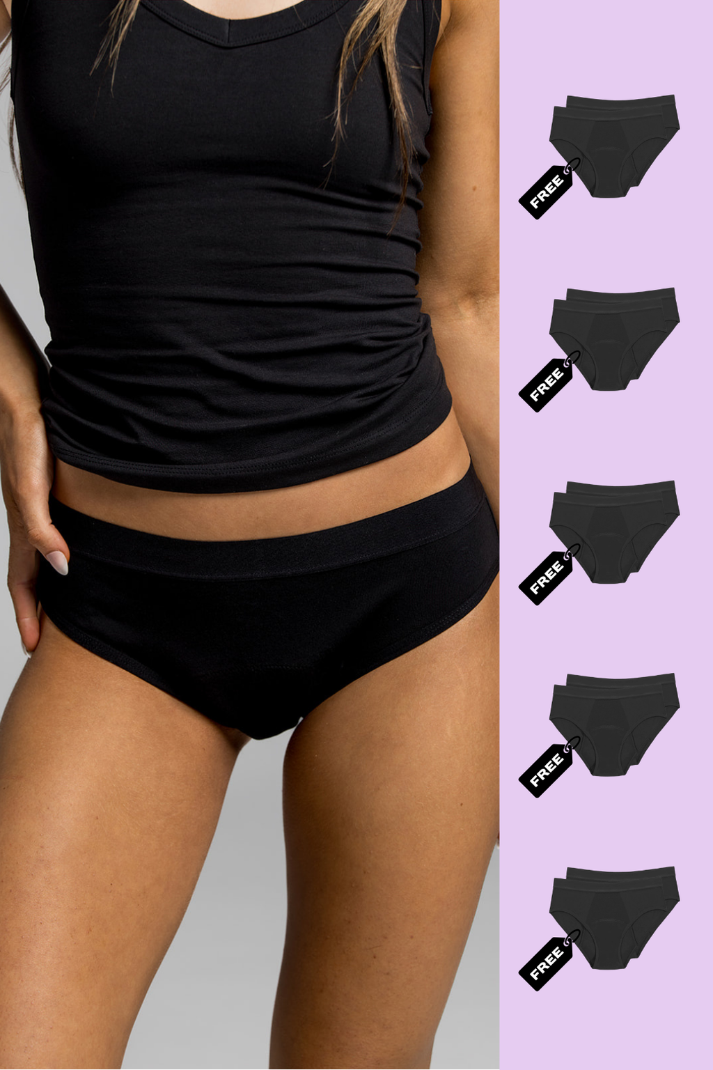 10x Pack Teen Period Undies | Black
